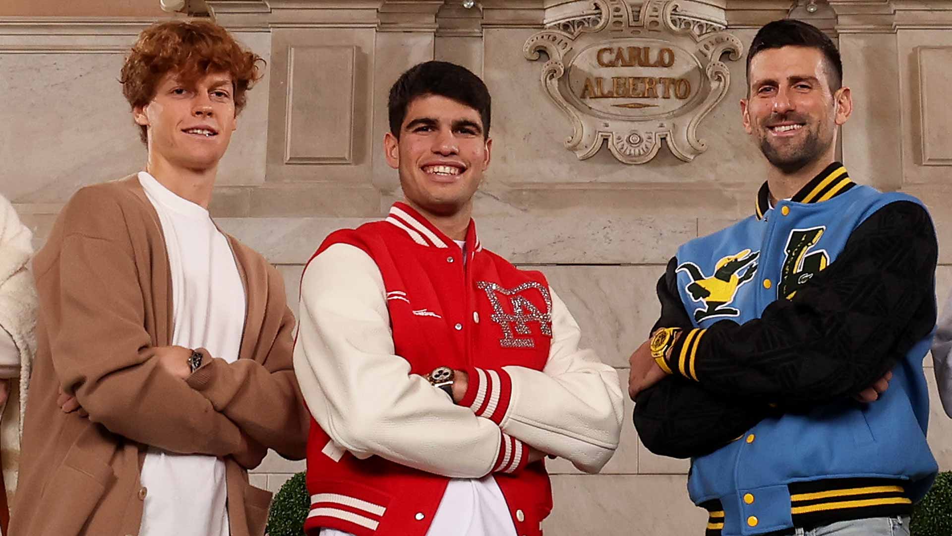 Jannik Sinner, Carlos Alcaraz and Novak Djokovic