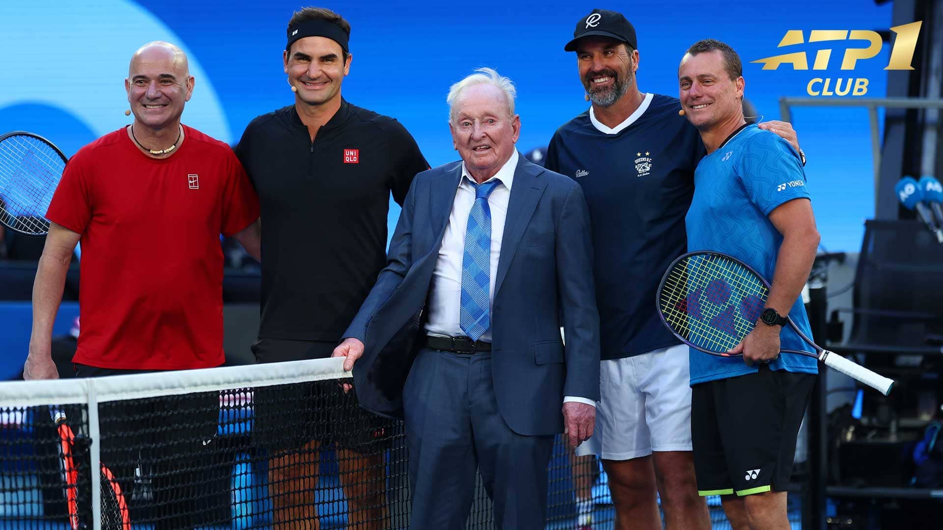 Andre Agassi, Roger Federer, Rod Laver, Patrick Rafter and Lleyton Hewitt