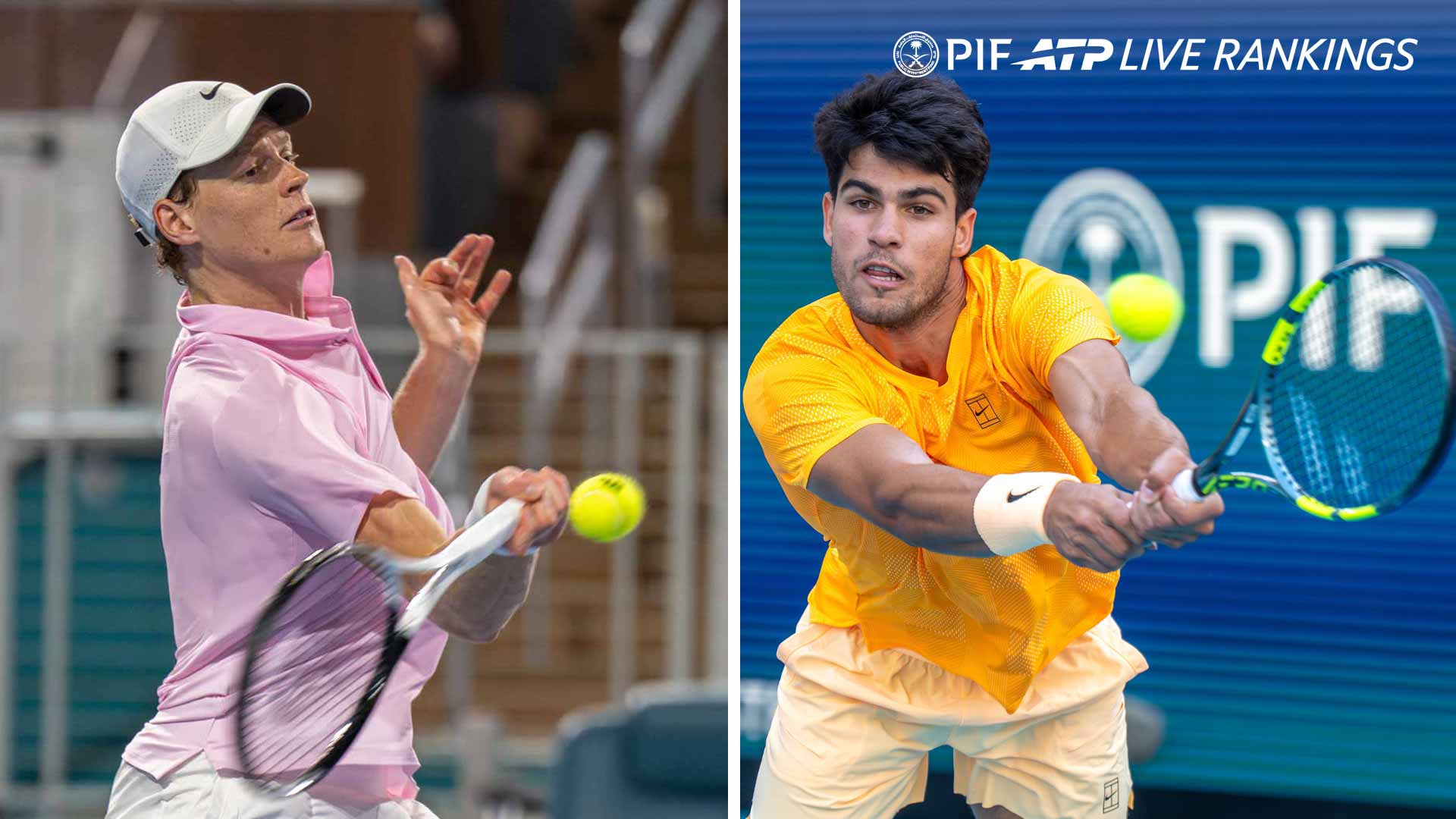 Jannik Sinner is chasing Carlos Alcaraz for the top spot in the PIF ATP Rankings.