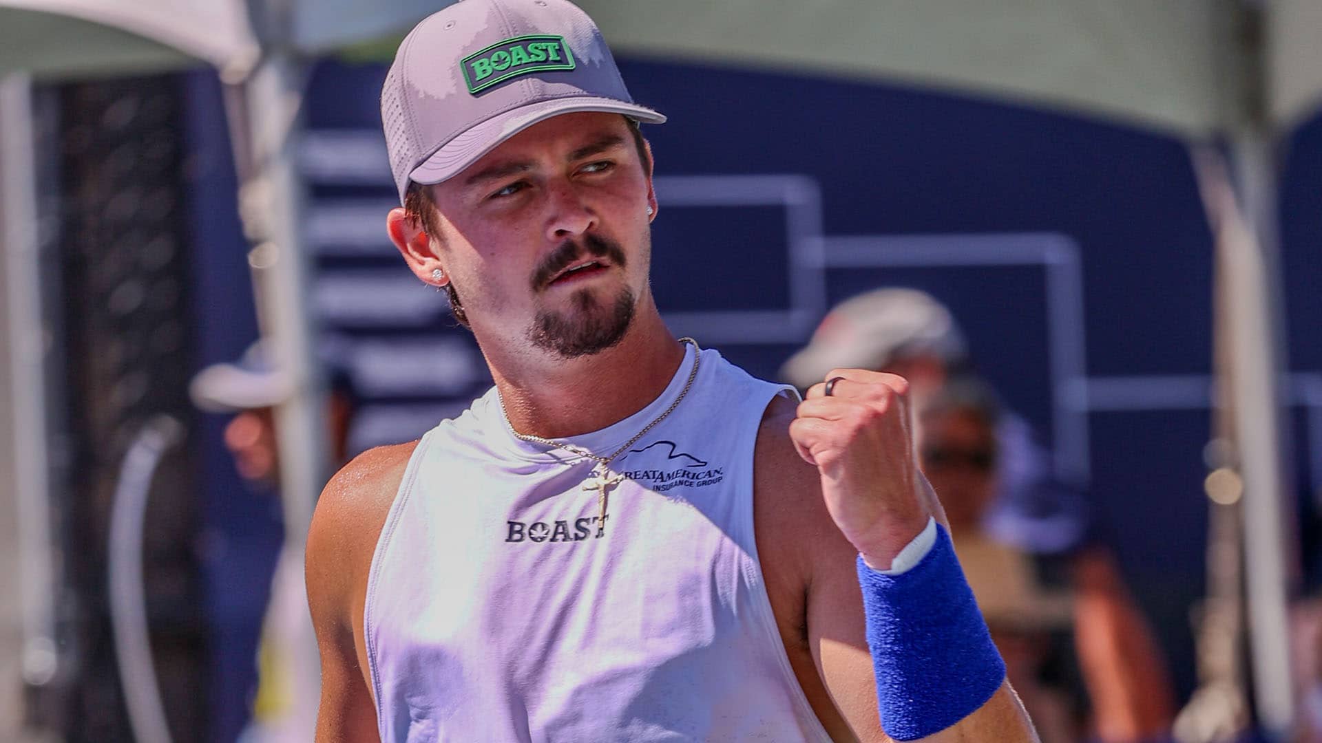 J.J. Wolf, pictured above at the Tiburon Challenger, did not touch a racquet for six months in 2025.