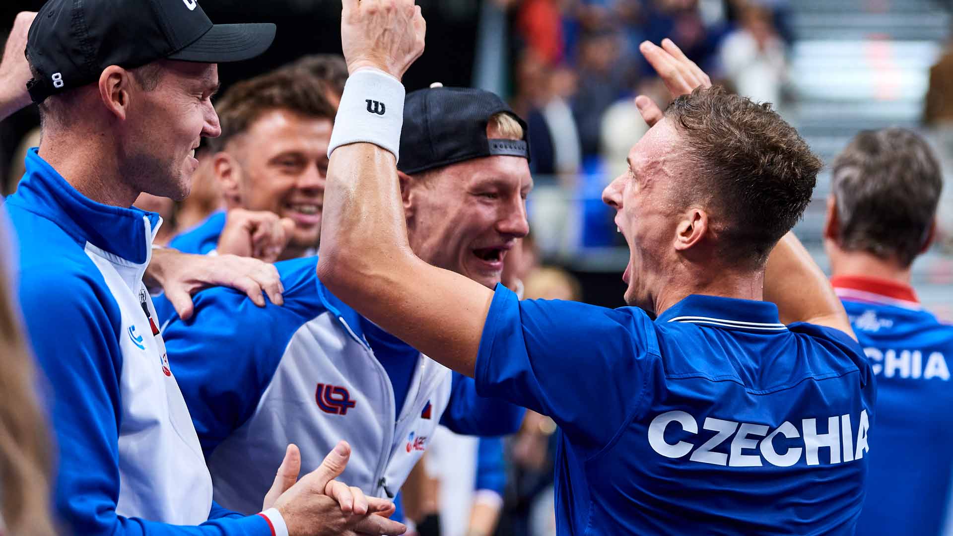 Jiri Lehecka celebrates his straight-sets win against Ben Shelton on Friday.