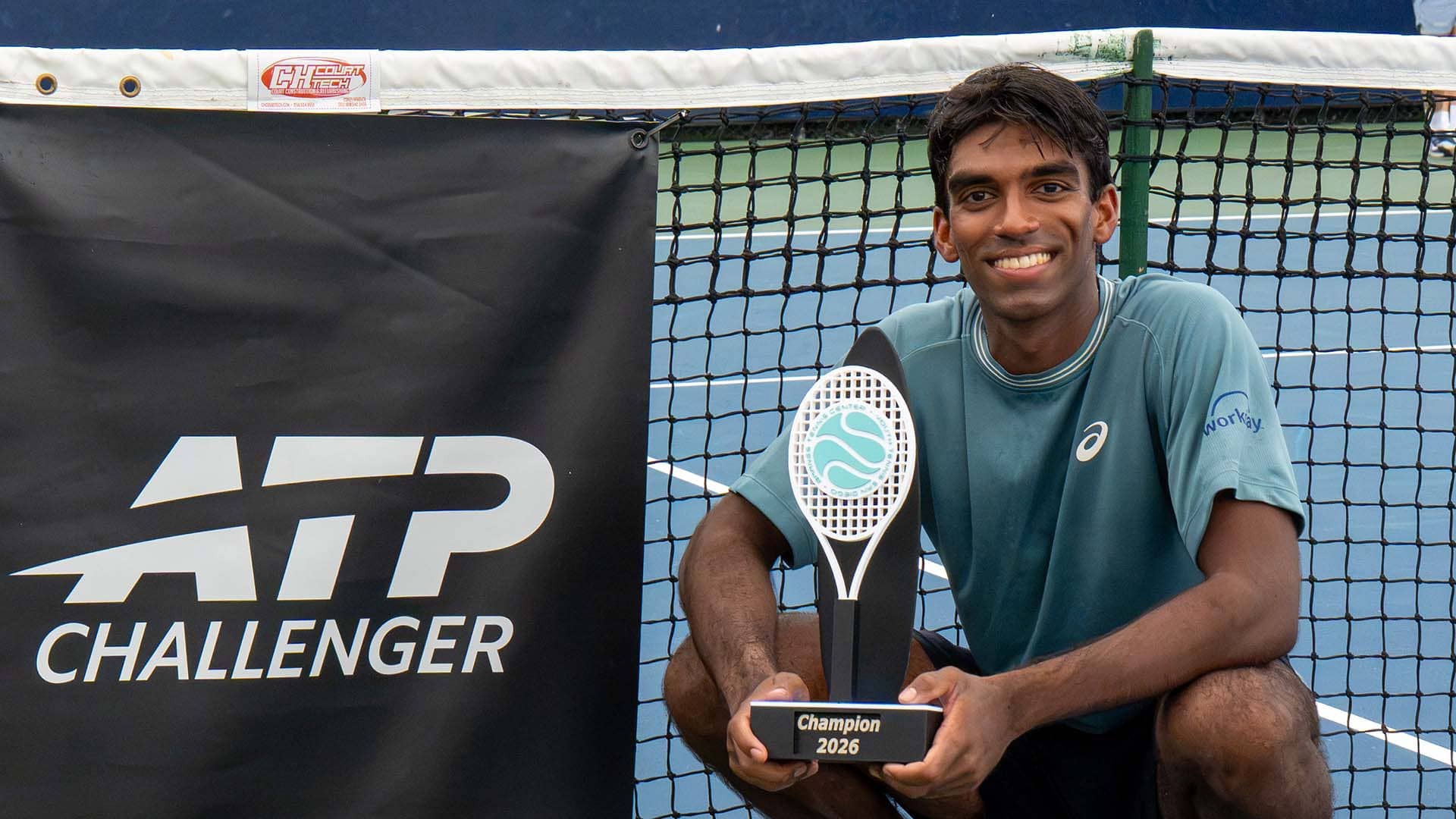 Nishesh Basavreddy wins the ATP Challenger 75 event in San Diego, California.