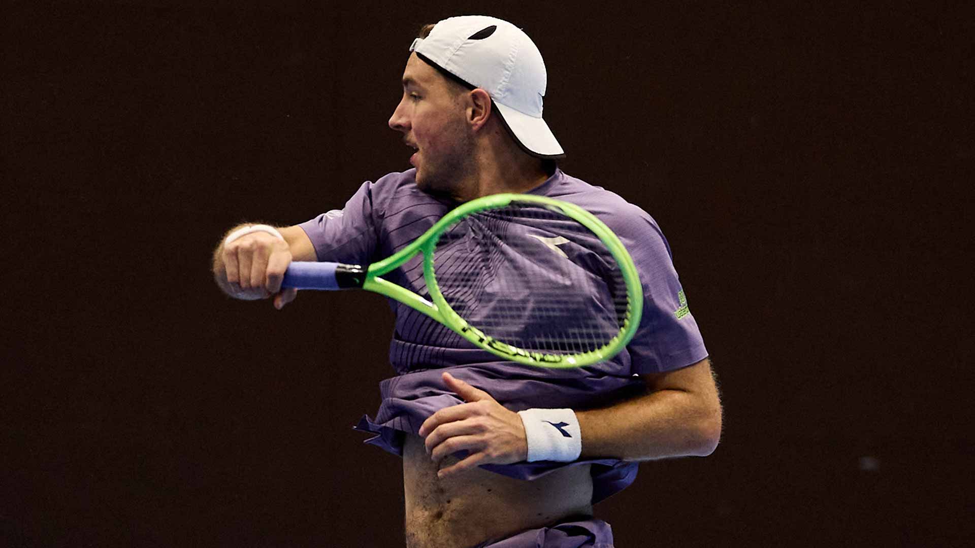 Jan-Lennard Struff defeats Novak Djokovic in three sets on Thursday in Basel.